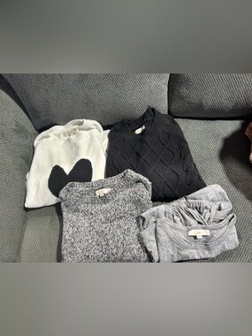 LOFT Neutral Knit Sweater Bundle - Black, White, Gray